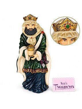 Vintage Wise Man Nativity MAGI Bearing Gift Large Ceramic HandPaint 11" Figurine
